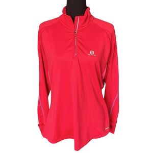 Salomon Red AdvanceSkin Warm Long Sleeve 1/4 Zip Running Shirt, Women's XL
